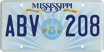 MS license plate ABV208