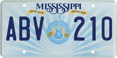 MS license plate ABV210
