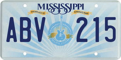MS license plate ABV215