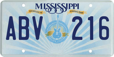 MS license plate ABV216
