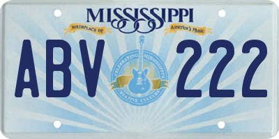 MS license plate ABV222