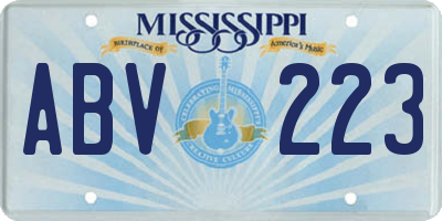 MS license plate ABV223