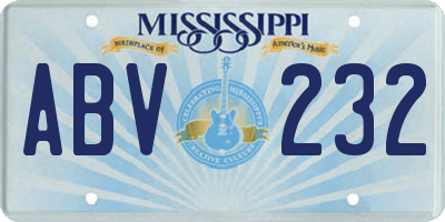 MS license plate ABV232
