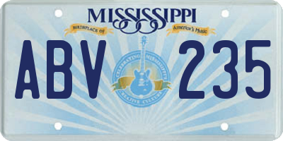 MS license plate ABV235
