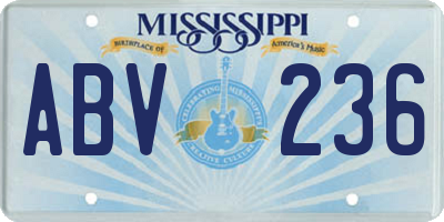 MS license plate ABV236