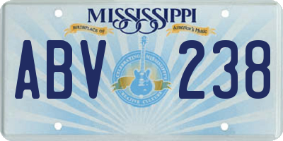 MS license plate ABV238