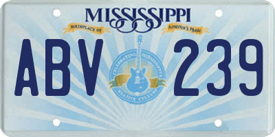 MS license plate ABV239