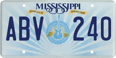 MS license plate ABV240
