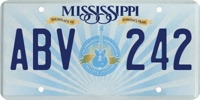 MS license plate ABV242