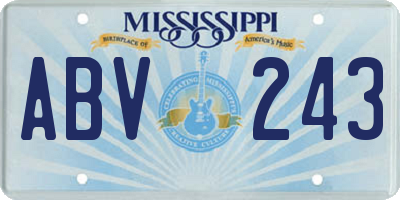 MS license plate ABV243
