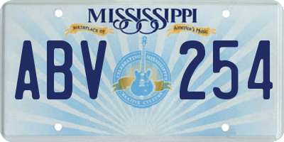 MS license plate ABV254