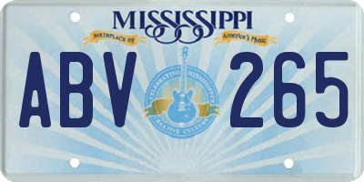 MS license plate ABV265
