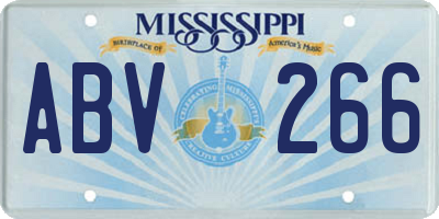 MS license plate ABV266