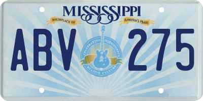 MS license plate ABV275
