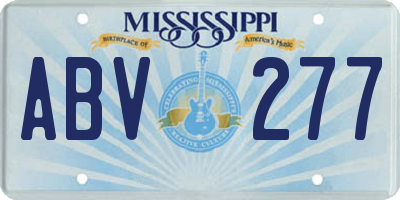 MS license plate ABV277