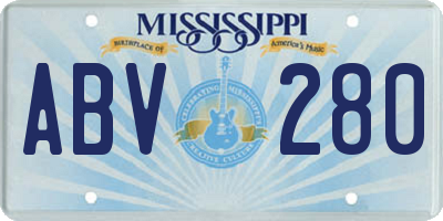 MS license plate ABV280