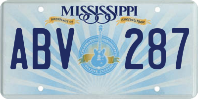 MS license plate ABV287