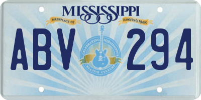 MS license plate ABV294