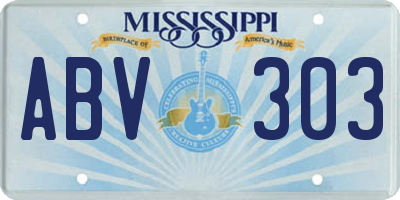 MS license plate ABV303