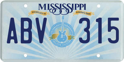 MS license plate ABV315