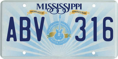 MS license plate ABV316