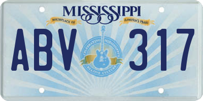 MS license plate ABV317