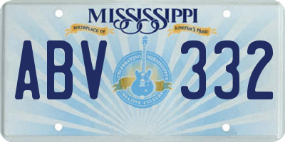 MS license plate ABV332