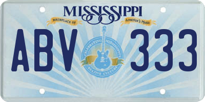 MS license plate ABV333