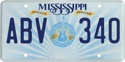 MS license plate ABV340