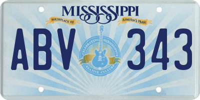 MS license plate ABV343