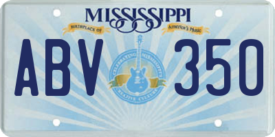 MS license plate ABV350