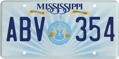 MS license plate ABV354