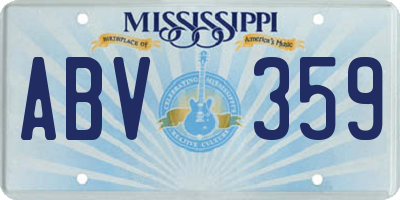 MS license plate ABV359