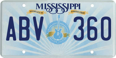 MS license plate ABV360