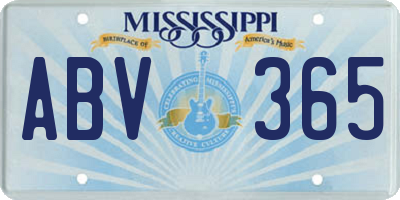 MS license plate ABV365