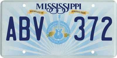 MS license plate ABV372