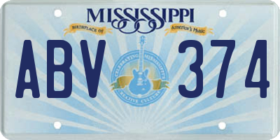 MS license plate ABV374