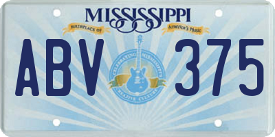 MS license plate ABV375