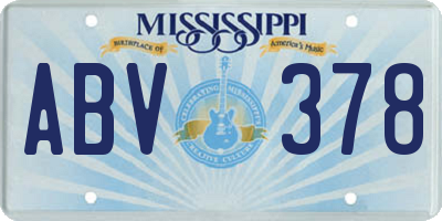 MS license plate ABV378