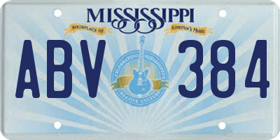 MS license plate ABV384