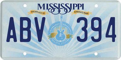 MS license plate ABV394