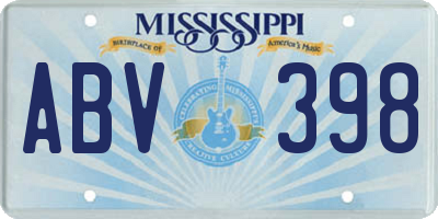MS license plate ABV398