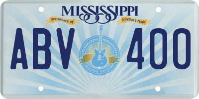MS license plate ABV400