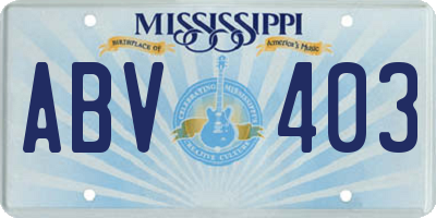 MS license plate ABV403