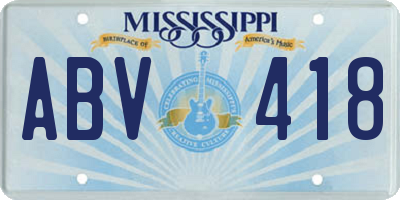 MS license plate ABV418