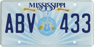 MS license plate ABV433