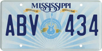 MS license plate ABV434