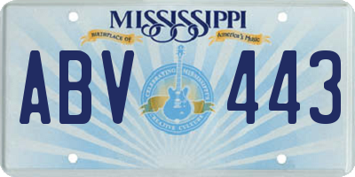 MS license plate ABV443