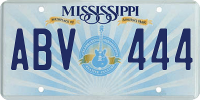 MS license plate ABV444
