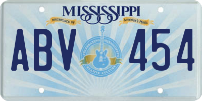 MS license plate ABV454